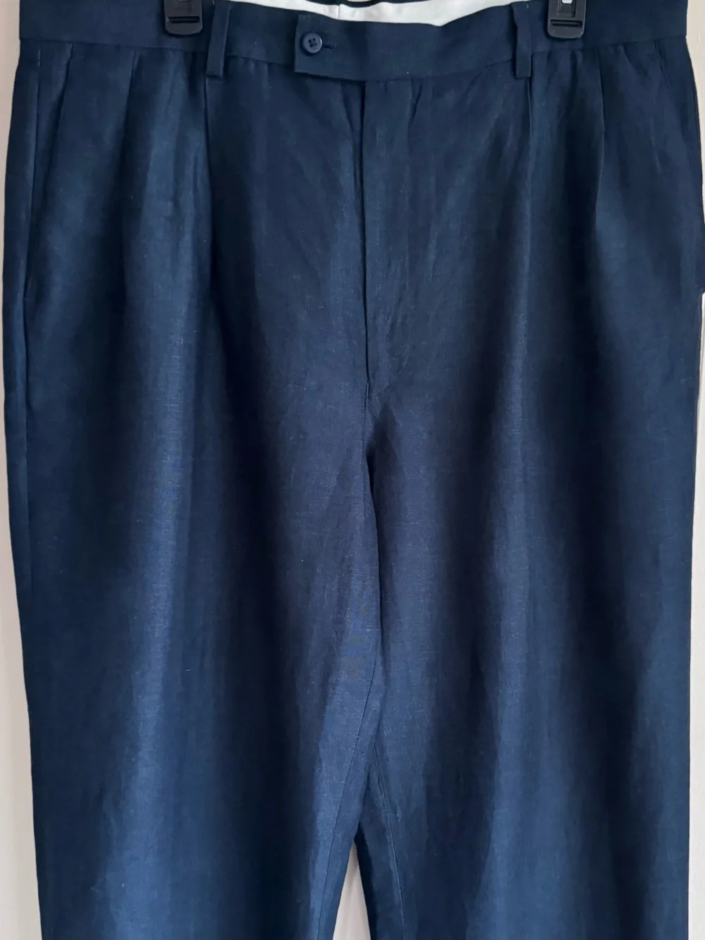Louis Raphael Tailored Linen Blend Dress Pants Dark Navy Pleated 38x30 Classic